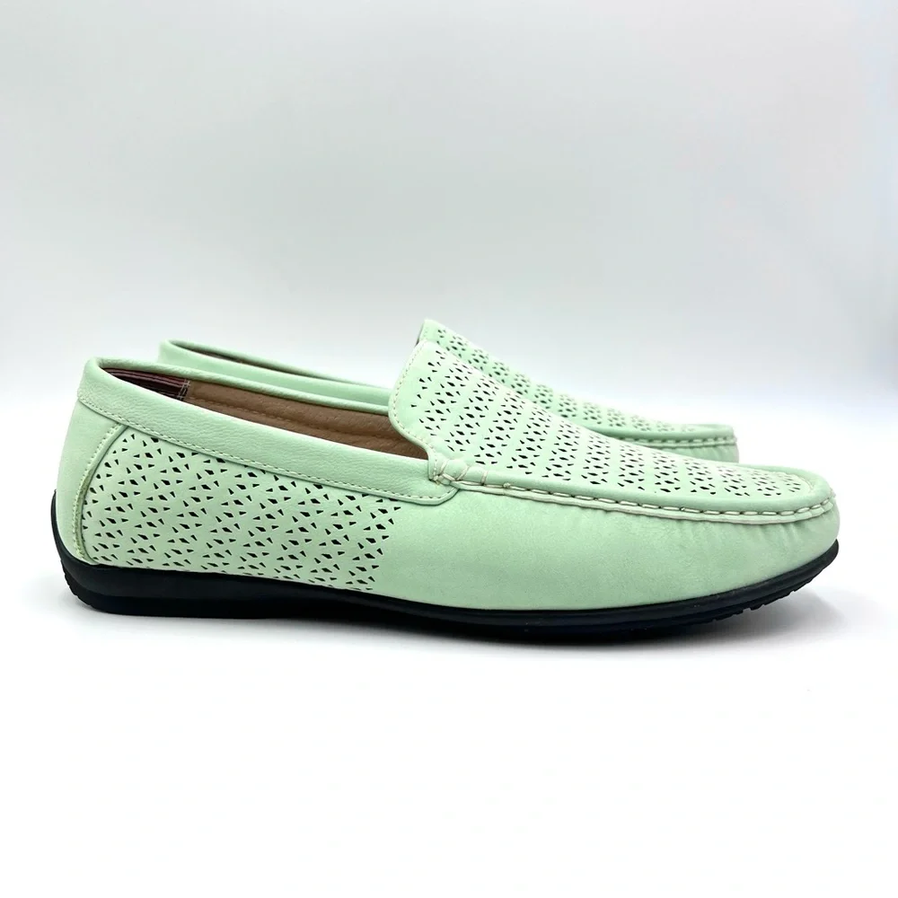 Stacy Adams Mens Size 7 Green Cicero Perf Moc Toe Slip On Driving Loafers‎ Shoes